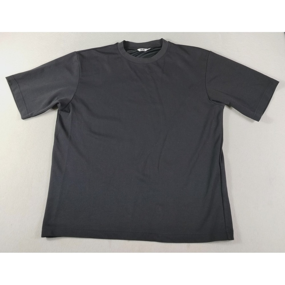 Uniqlo AIRism Shirt Mens XL Black Crewneck Quick Dry Performance Tee Athletic